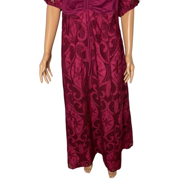 June + Vie Women's Plus Eyelet Sleeve Embroidered Peasant Dress 14/16 Rumba Red - Picture 12 of 12